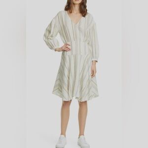 ATM Anthony Thomas Melillo White Striped Linen Blend Dress. Size 2. NWT